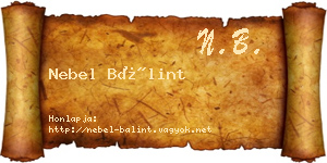 Nebel Bálint névjegykártya